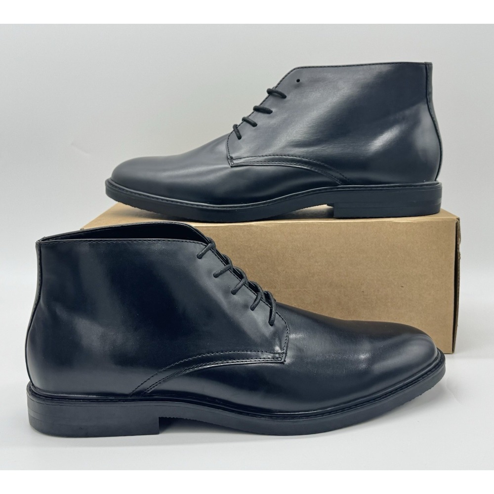 Kenneth Cole Reaction Black Leather Chukka Boots Men's Size‎ 12 Lace Up